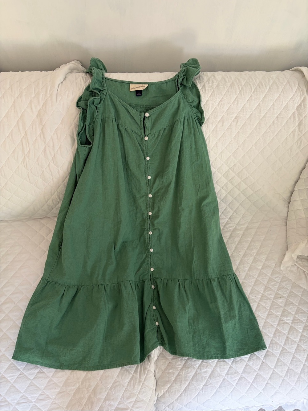 Universal Thread Green Ruffle-Shoulder Button-Front Midi Dress - Picture 6 of 7